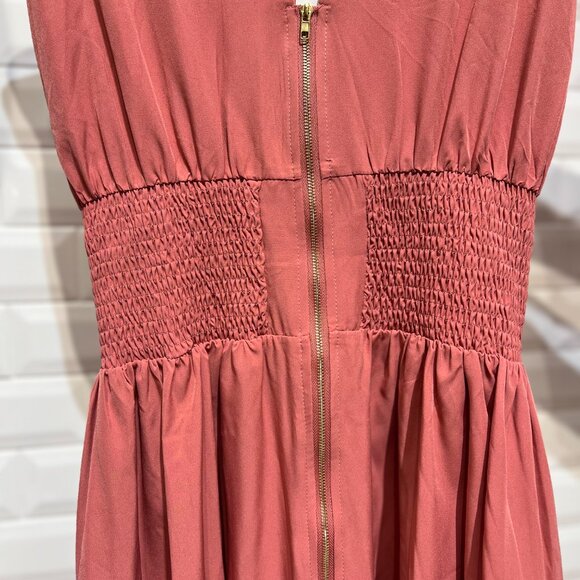 Zip Front Smocked Waist Midi Dress - Picture 3 of 4